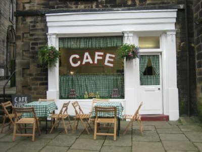 Cafe ready for filming July 08